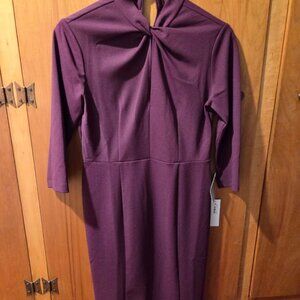 Nwt Donna Morgan Twist Neck Sheath Dress Pickle Beet Purple Size 6